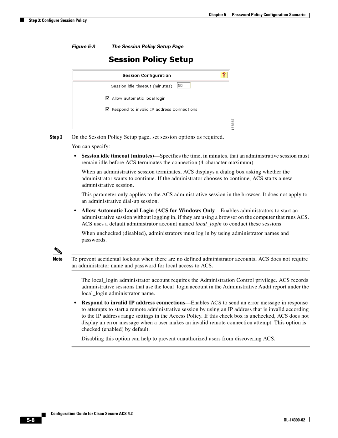 Cisco Systems 4.2 manual Session Policy Setup 