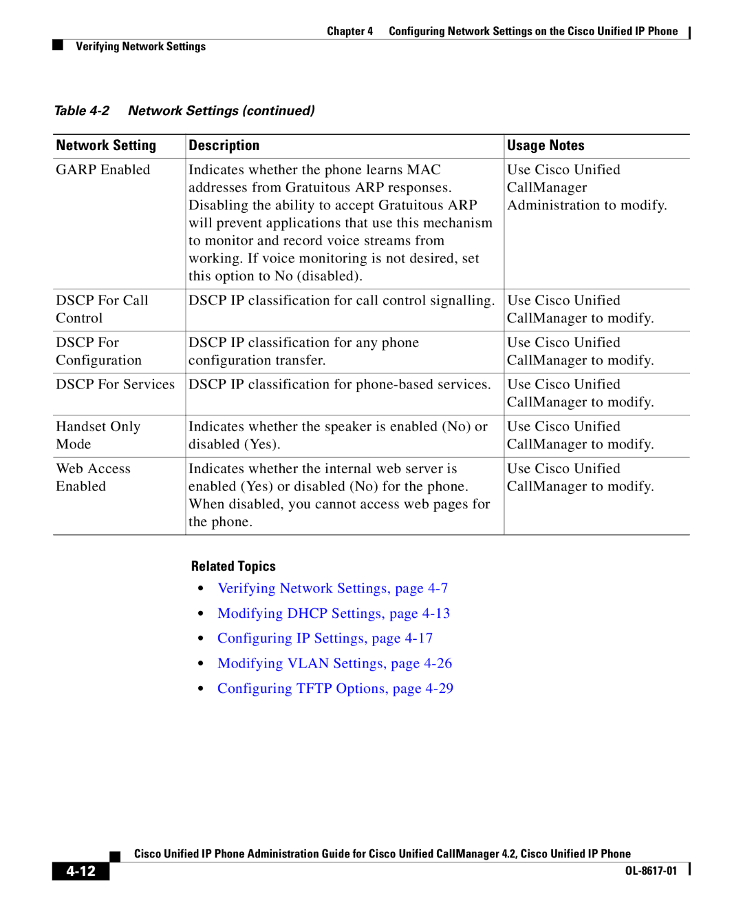 Cisco Systems 4.2 manual Related Topics 