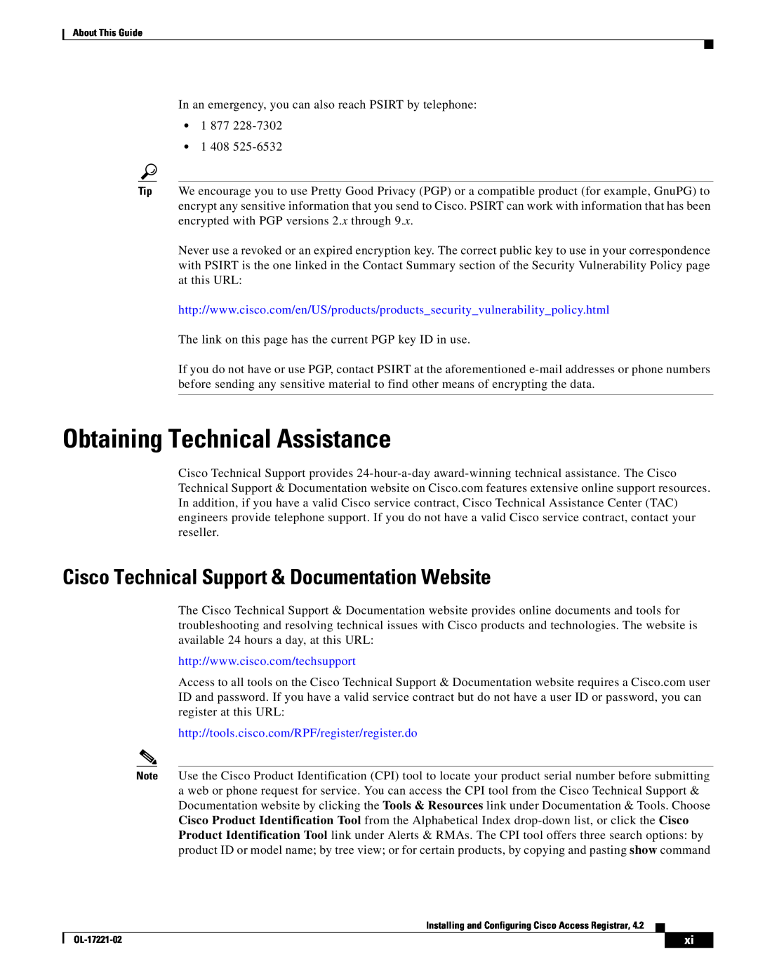 Cisco Systems 4.2 manual Obtaining Technical Assistance, Cisco Technical Support & Documentation Website 