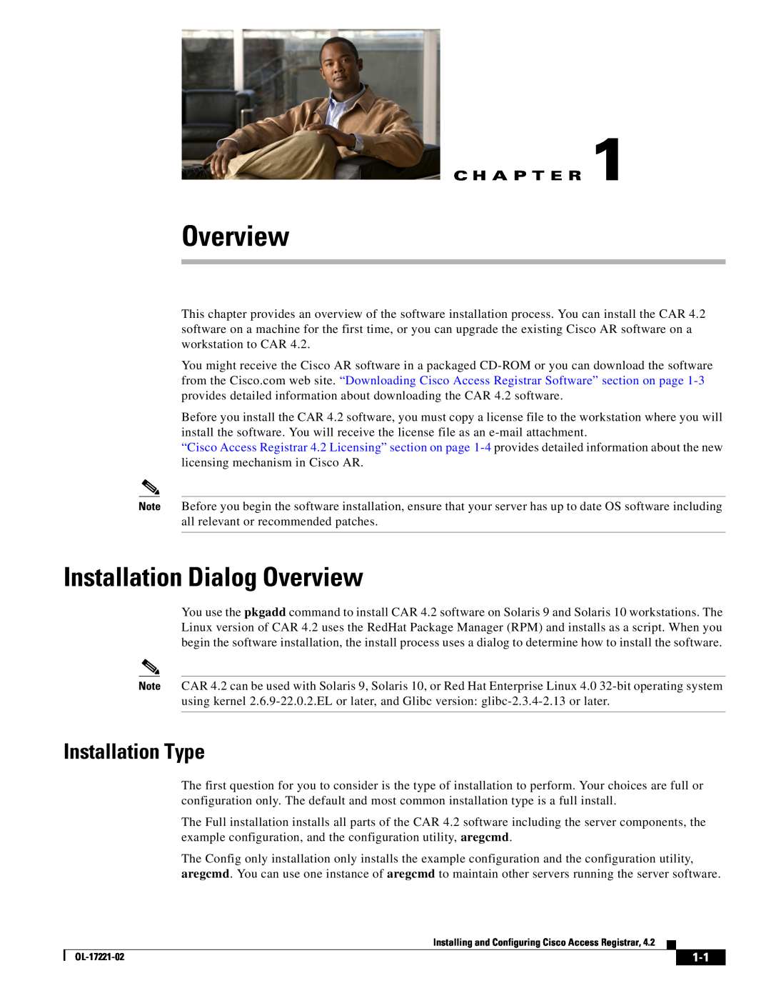 Cisco Systems 4.2 manual Installation Dialog Overview, Installation Type, C H A P T E R 