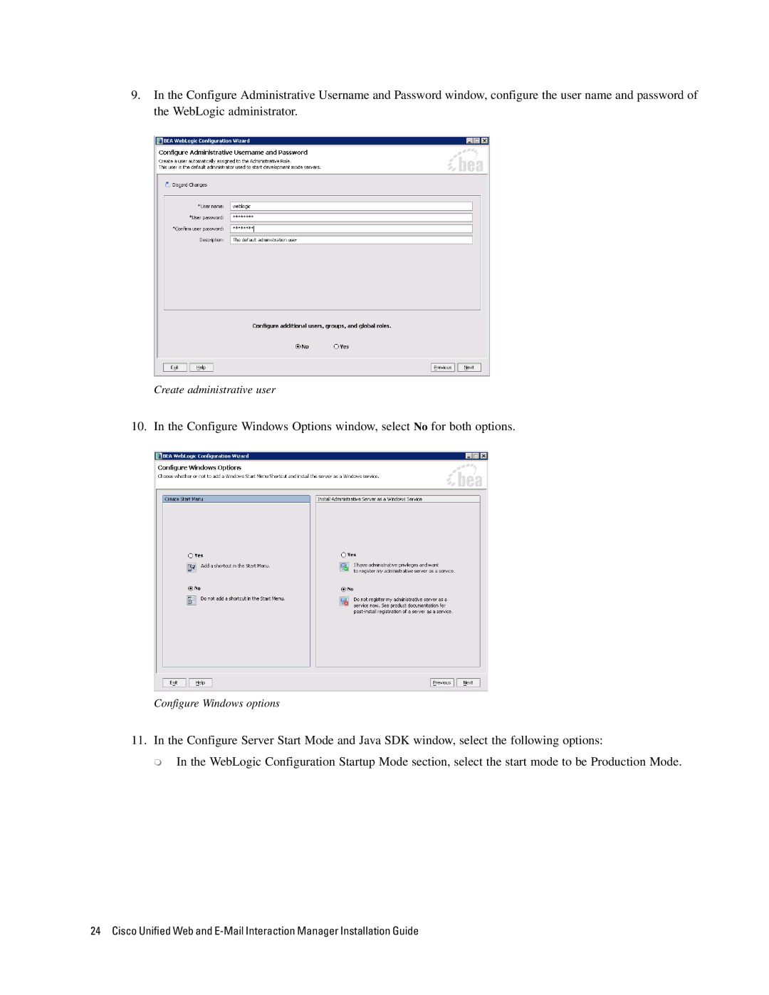 Cisco Systems 4.2(1) manual Configure Windows Options window, select No for both options 