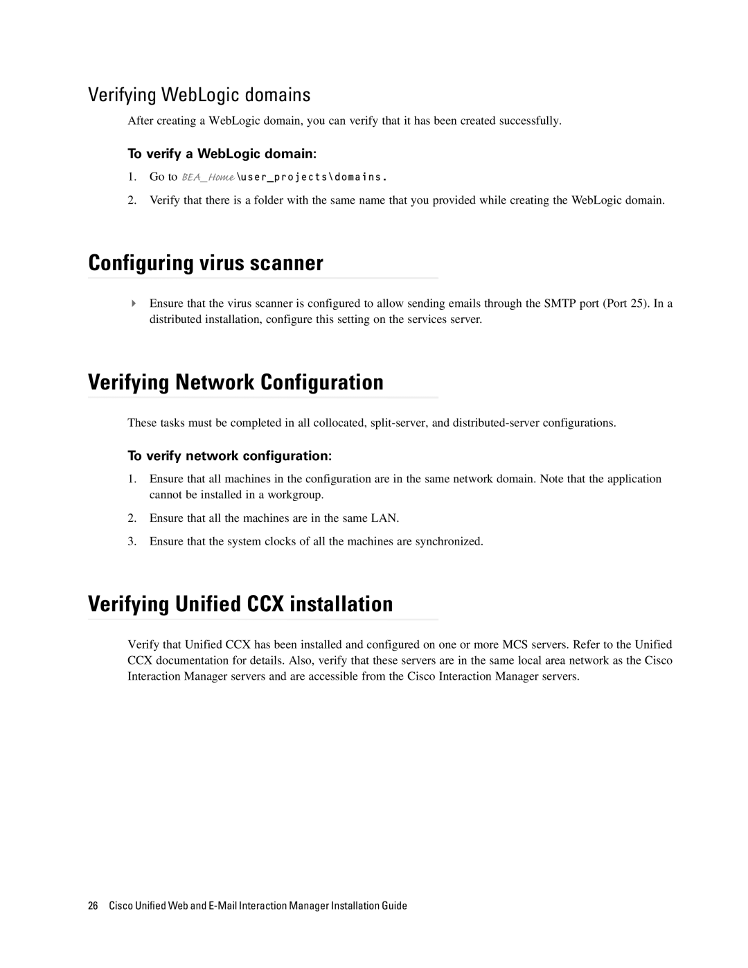 Cisco Systems 4.2(1) manual Configuring virus scanner, Verifying Network Configuration, Verifying Unified CCX installation 