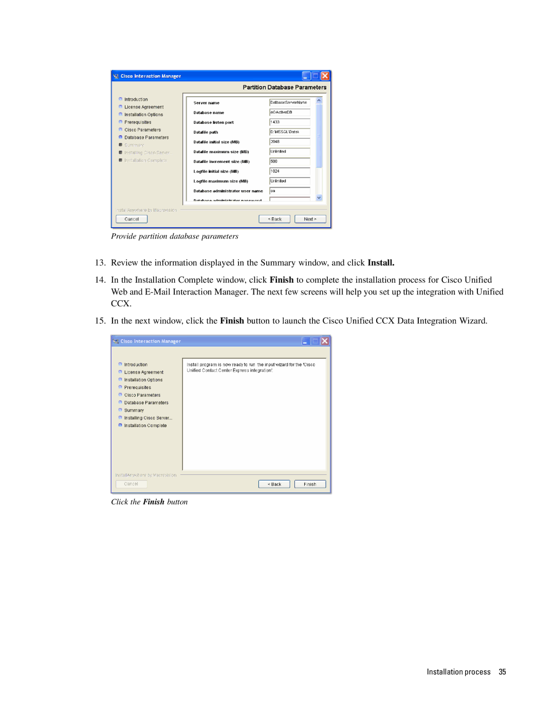 Cisco Systems 4.2(1) manual Provide partition database parameters 