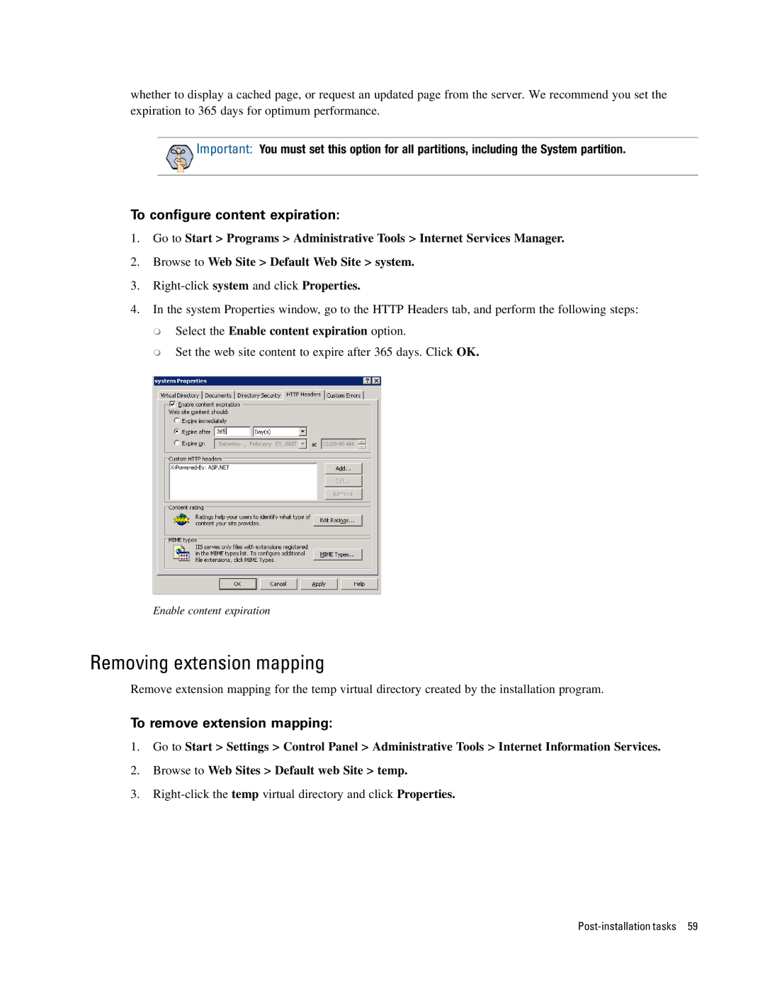 Cisco Systems 4.2(1) manual Removing extension mapping, To configure content expiration, To remove extension mapping 