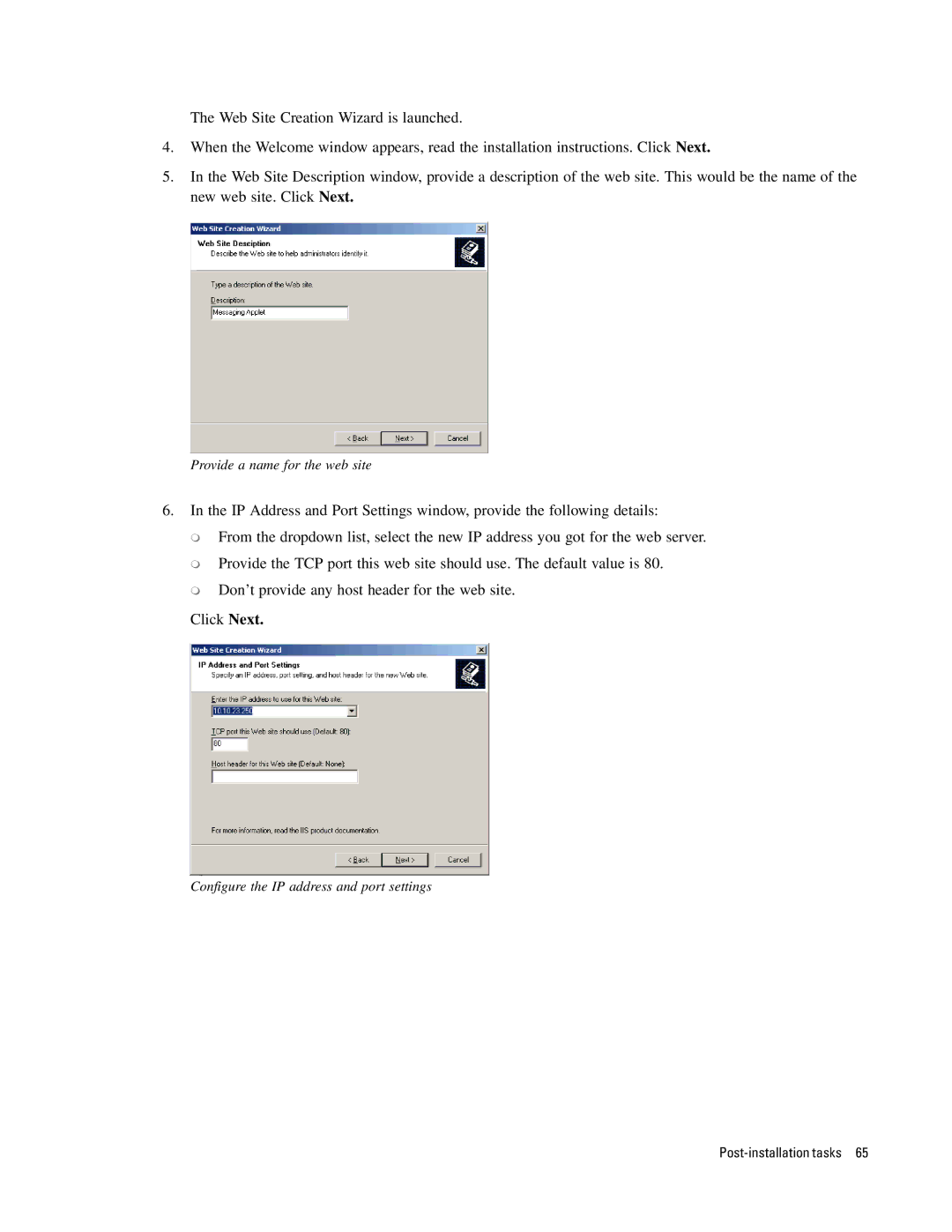 Cisco Systems 4.2(1) manual Provide a name for the web site 