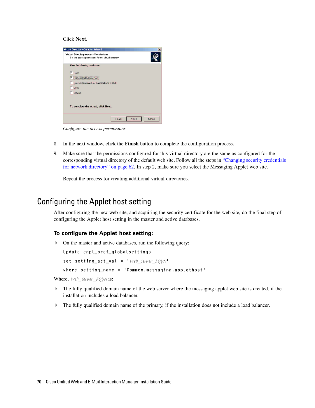 Cisco Systems 4.2(1) manual Configuring the Applet host setting, To configure the Applet host setting 