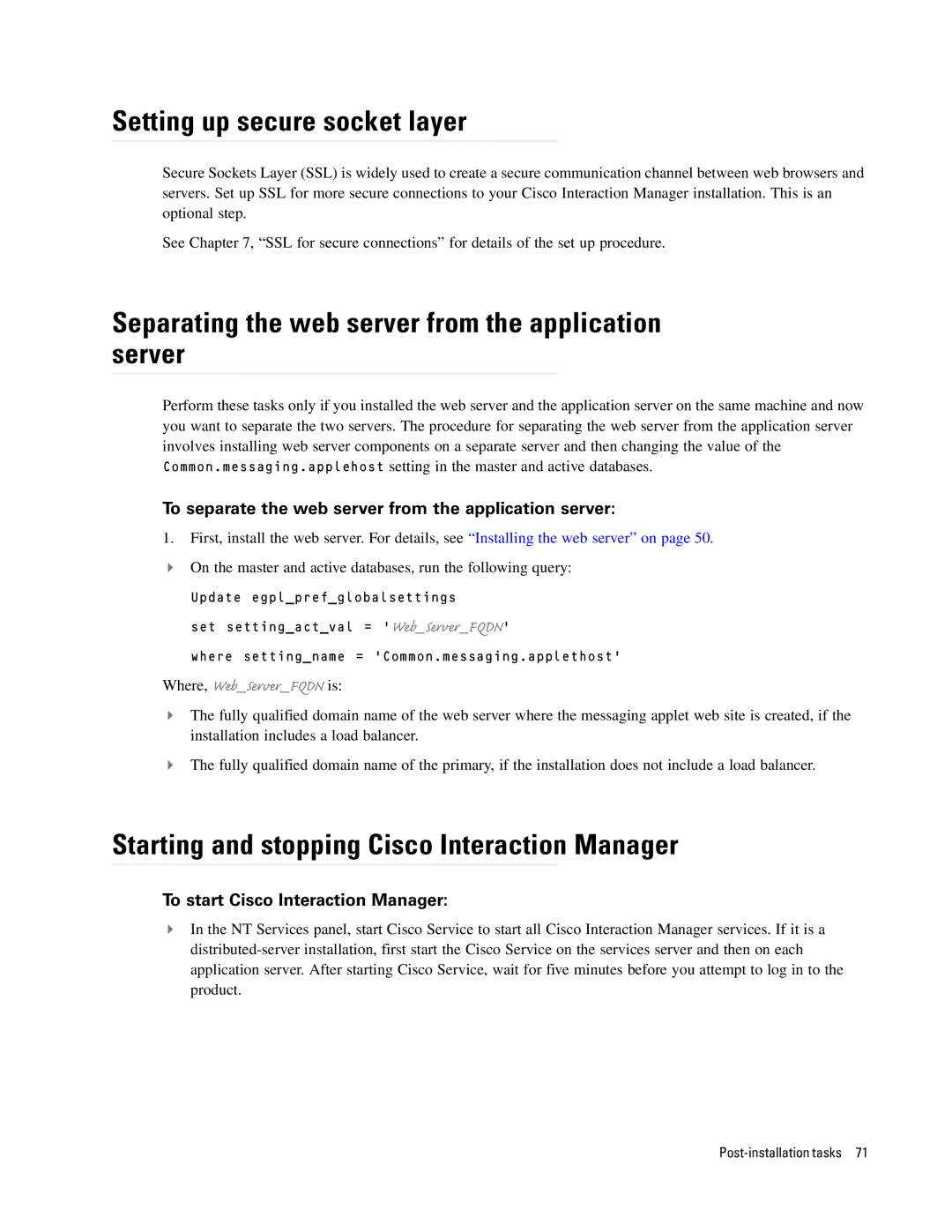 Cisco Systems 4.2(1) manual Setting up secure socket layer, Separating the web server from the application server 