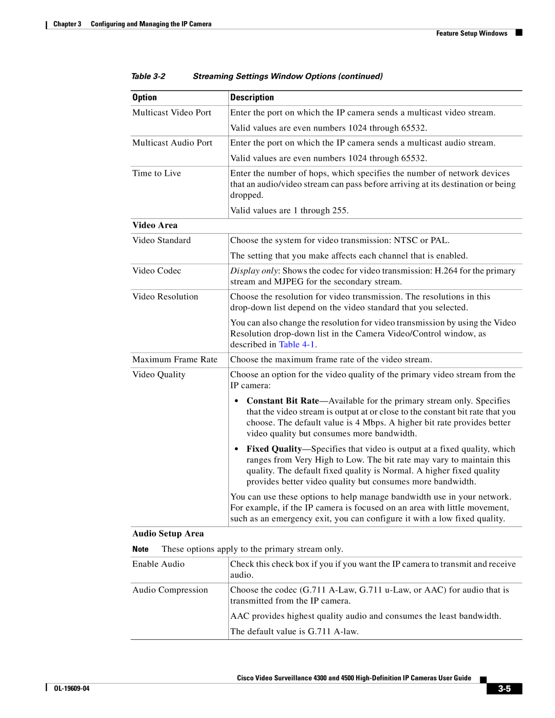 Cisco Systems 4300 manual Video Area, Audio Setup Area 