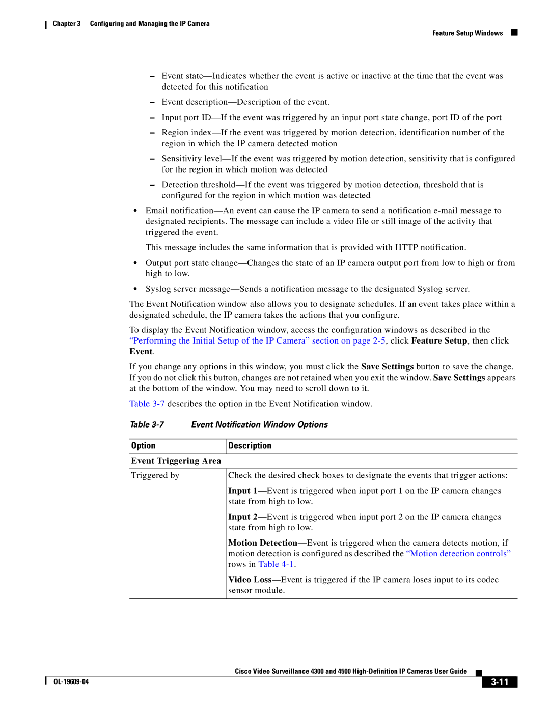 Cisco Systems 4300 manual Event Triggering Area 