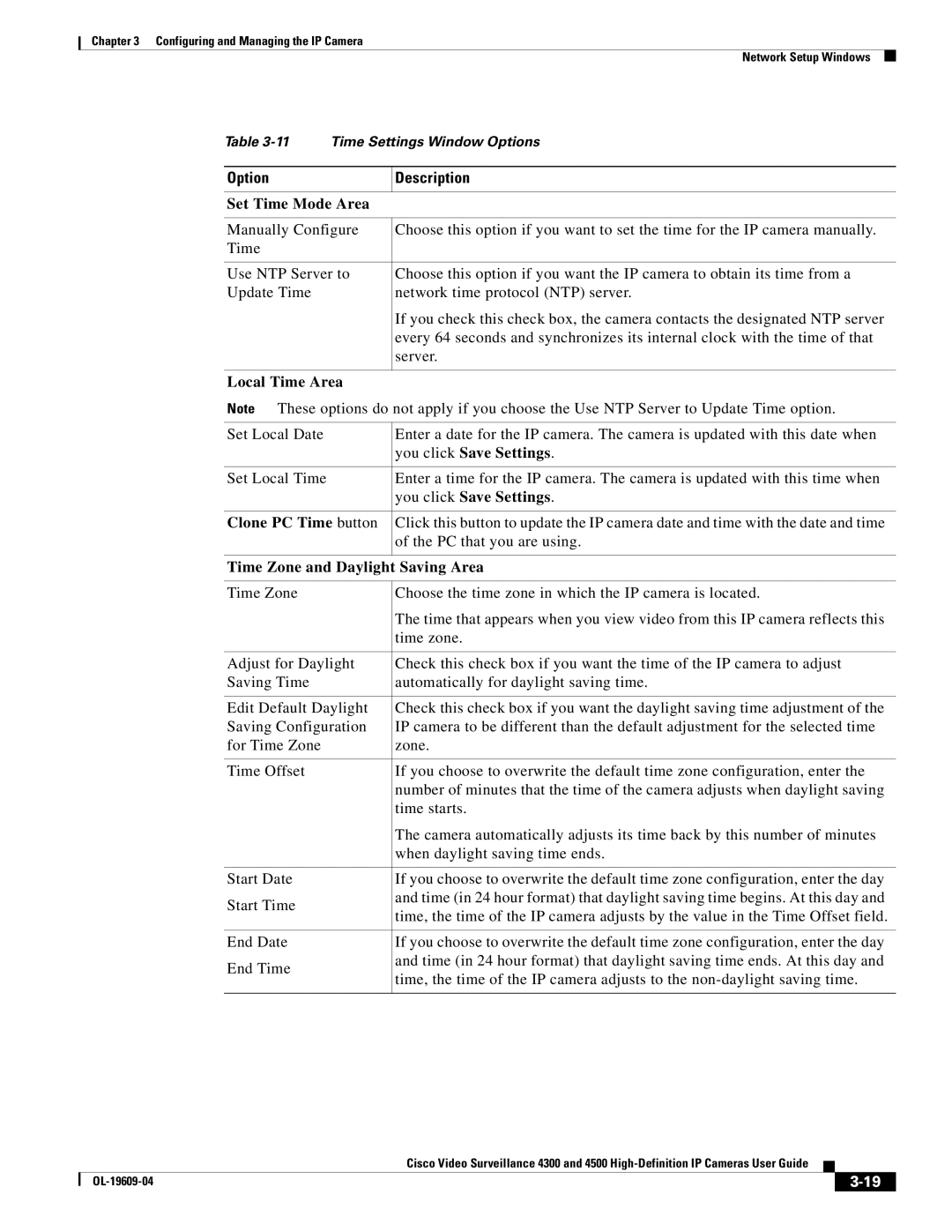 Cisco Systems 4300 manual Set Time Mode Area, Local Time Area, You click Save Settings, Clone PC Time button 