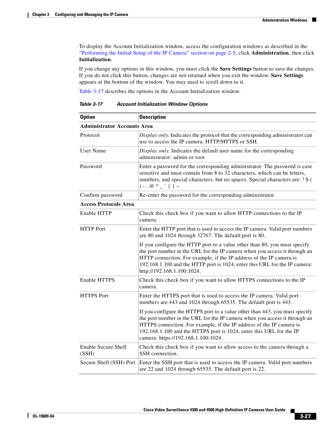 Cisco Systems 4300 manual Administrator Accounts Area, Access Protocols Area, Ssh 