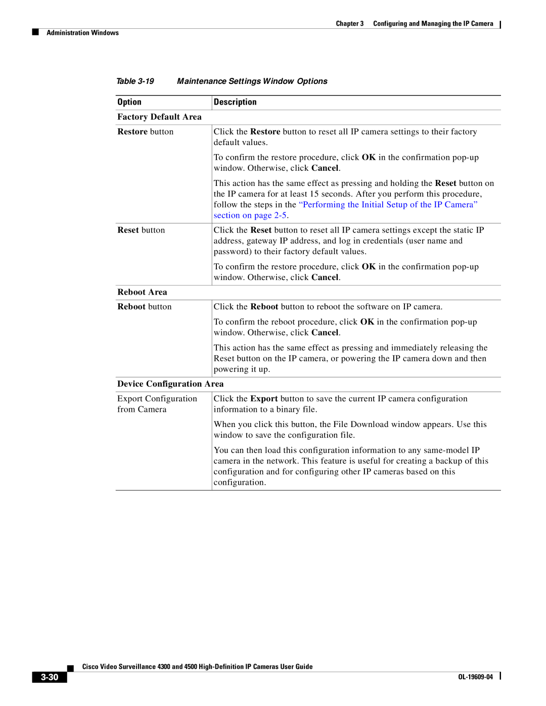 Cisco Systems 4300 manual Factory Default Area, Restore button, Reset button, Reboot Area Reboot button 