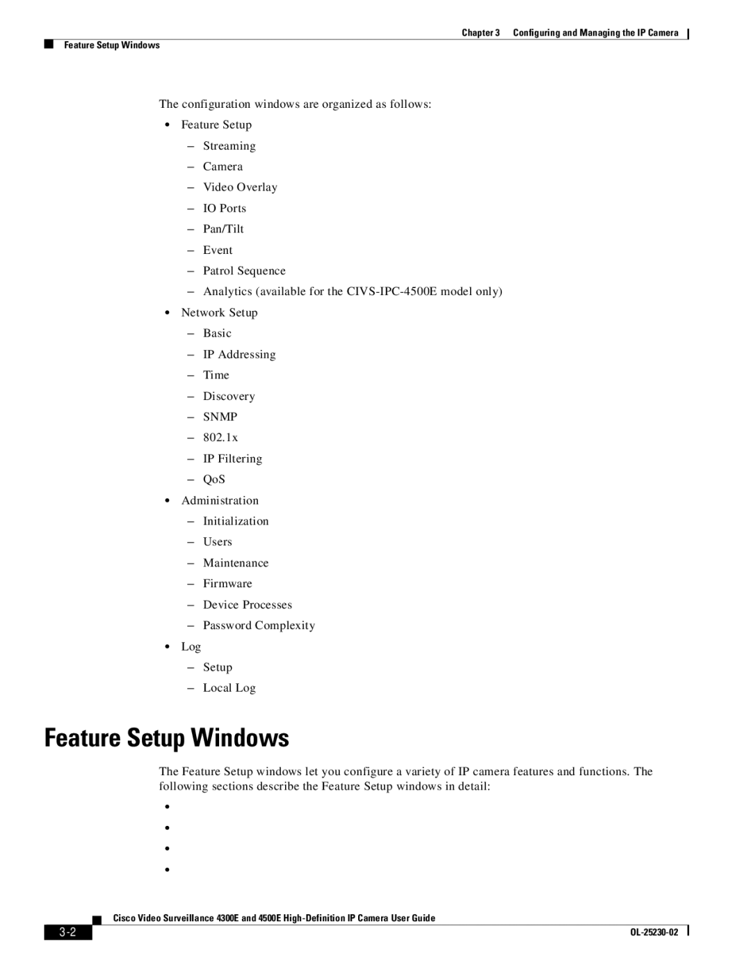 Cisco Systems 4300E, 4500E manual Feature Setup Windows, Snmp 