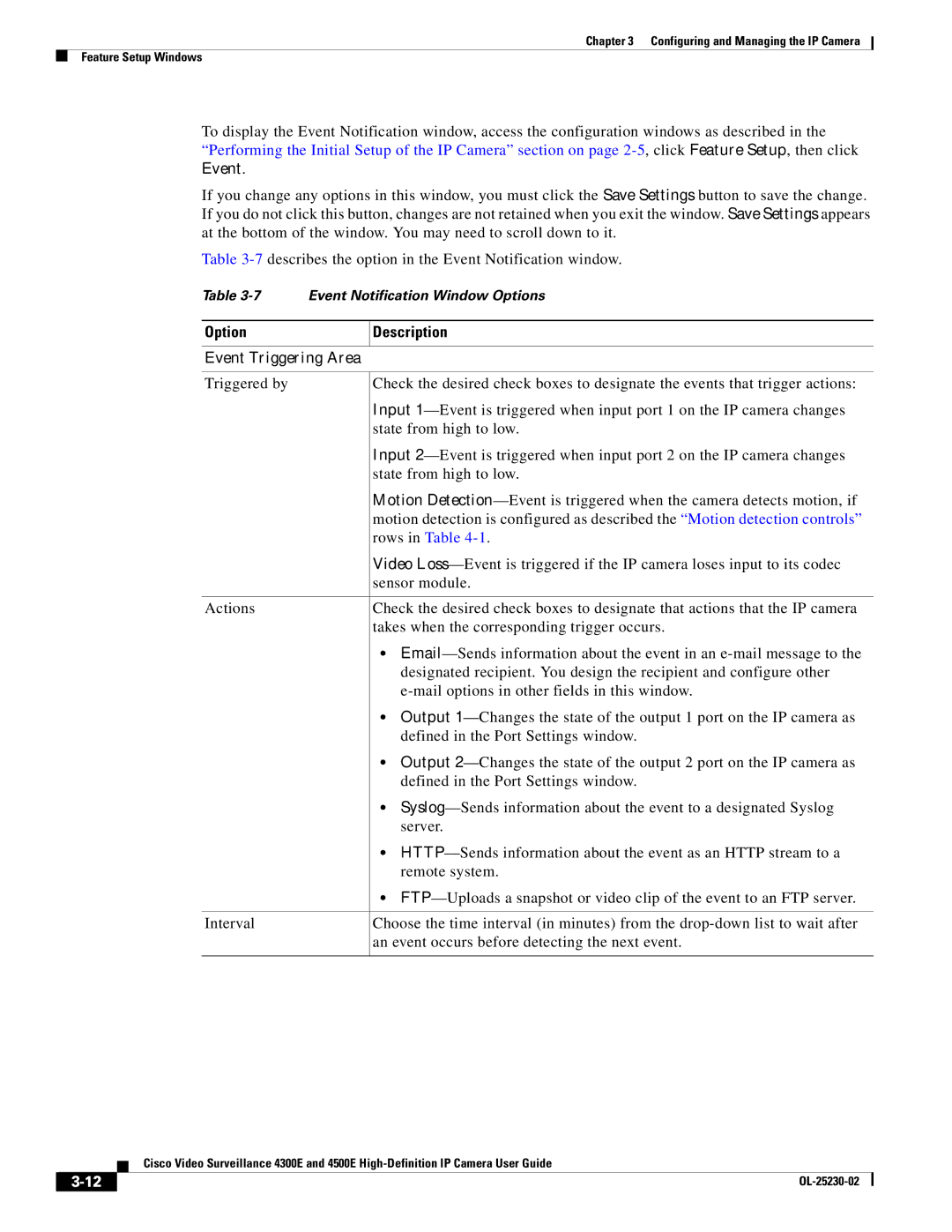 Cisco Systems 4300E, 4500E manual Event Triggering Area 