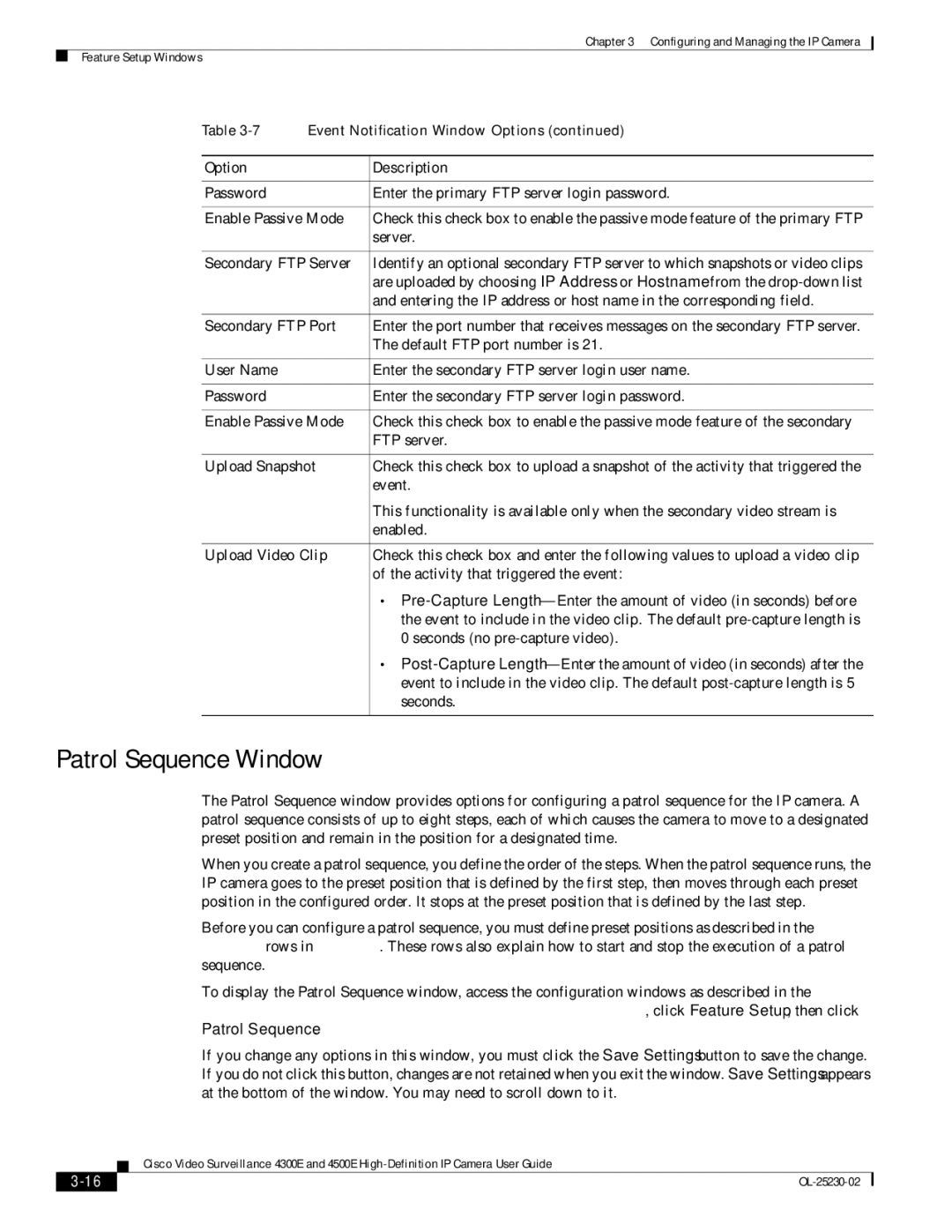 Cisco Systems 4300E, 4500E manual Patrol Sequence Window 