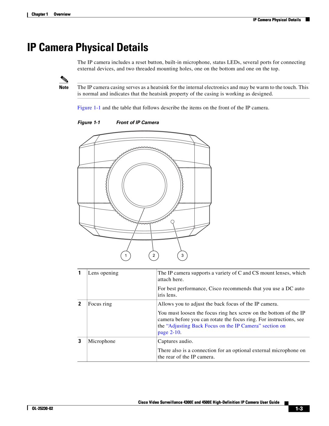 Cisco Systems 4500E, 4300E manual IP Camera Physical Details, page 