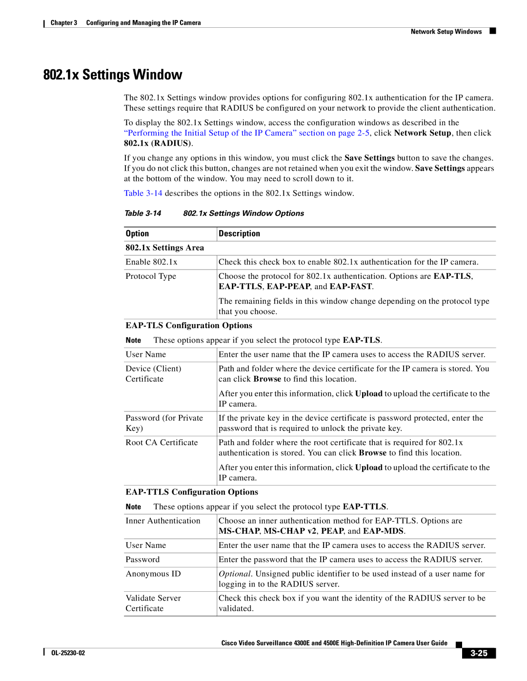 Cisco Systems 4300E manual 802.1x Settings Window 