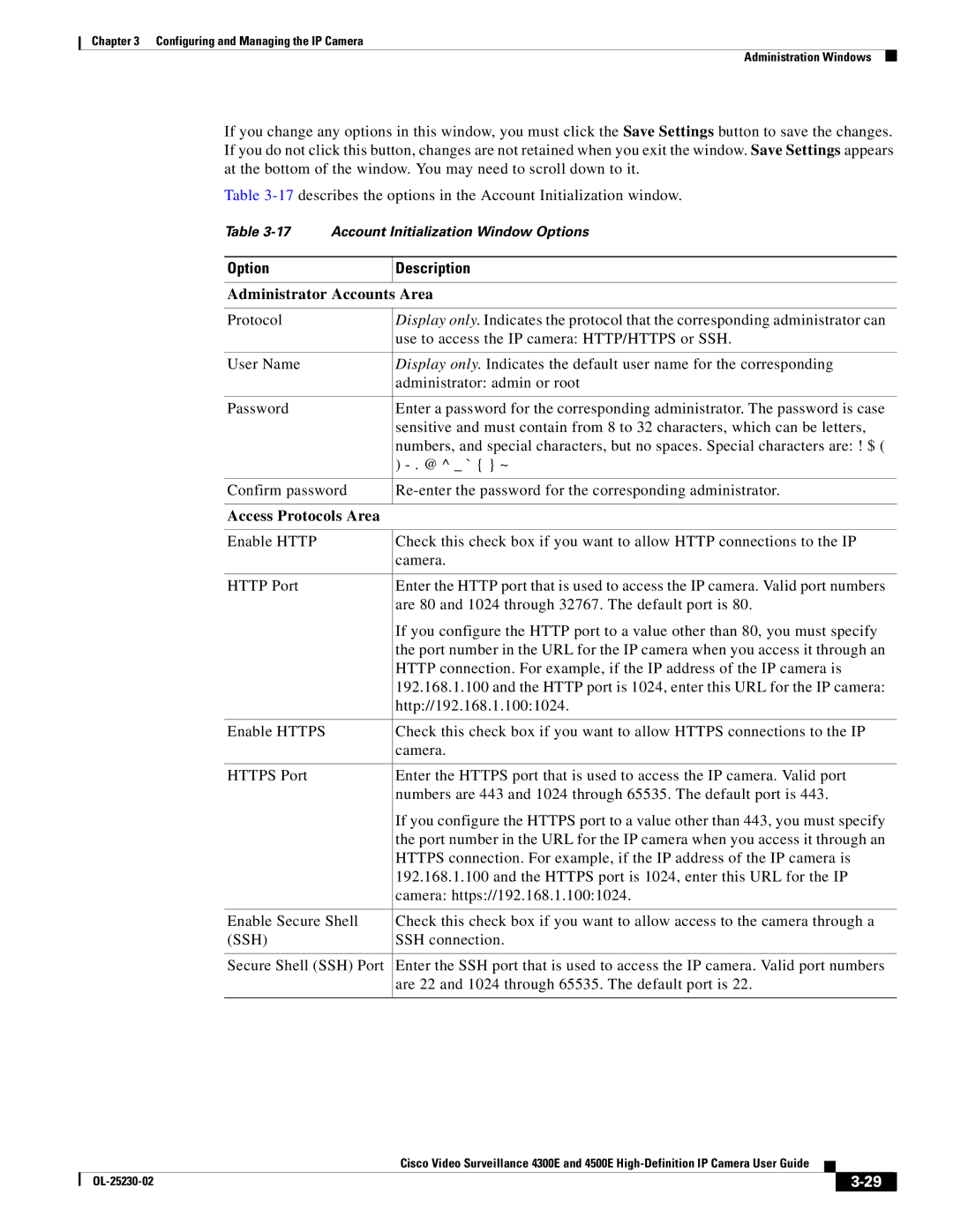 Cisco Systems 4300E manual Administrator Accounts Area, Access Protocols Area, Ssh 