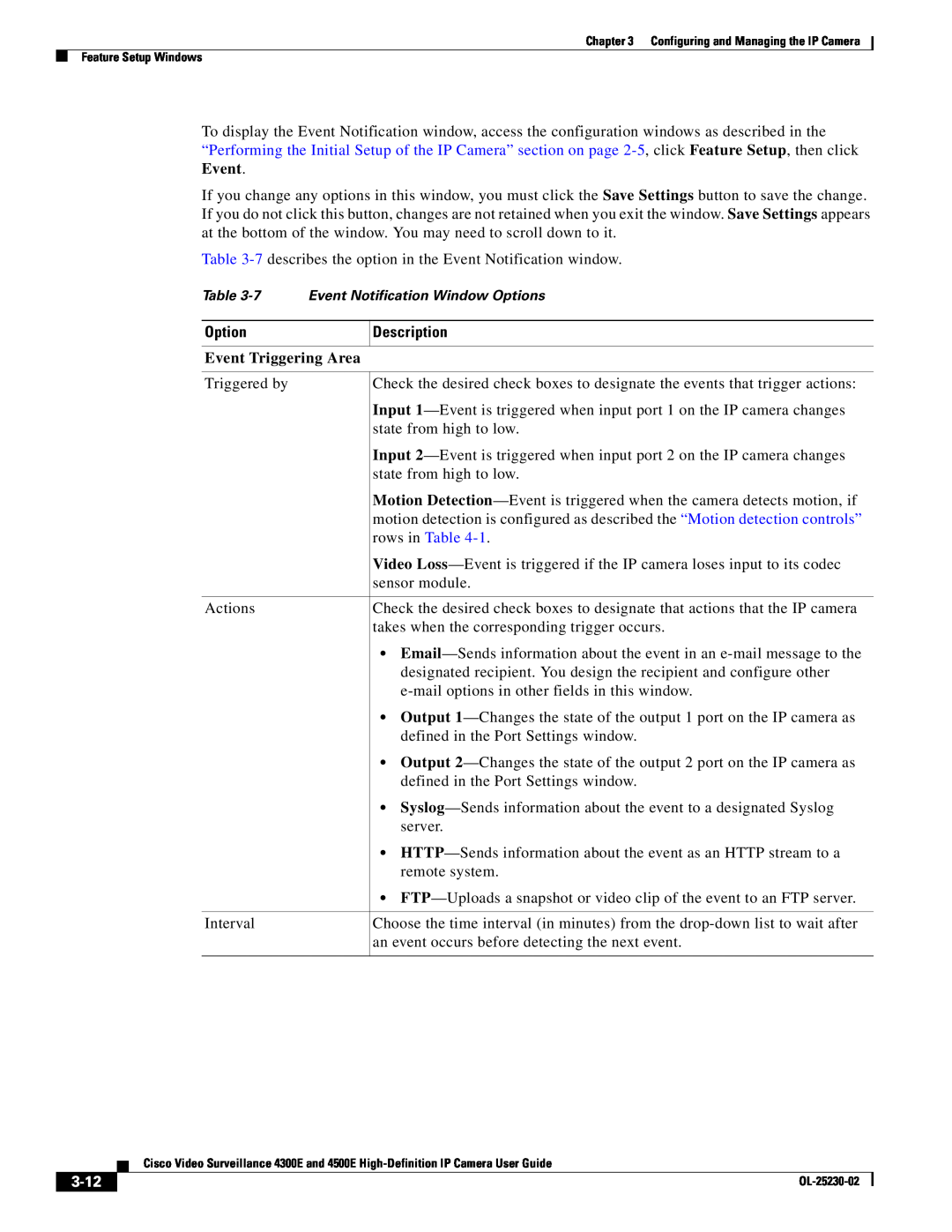 Cisco Systems 4300E manual Event Triggering Area, 3-12 