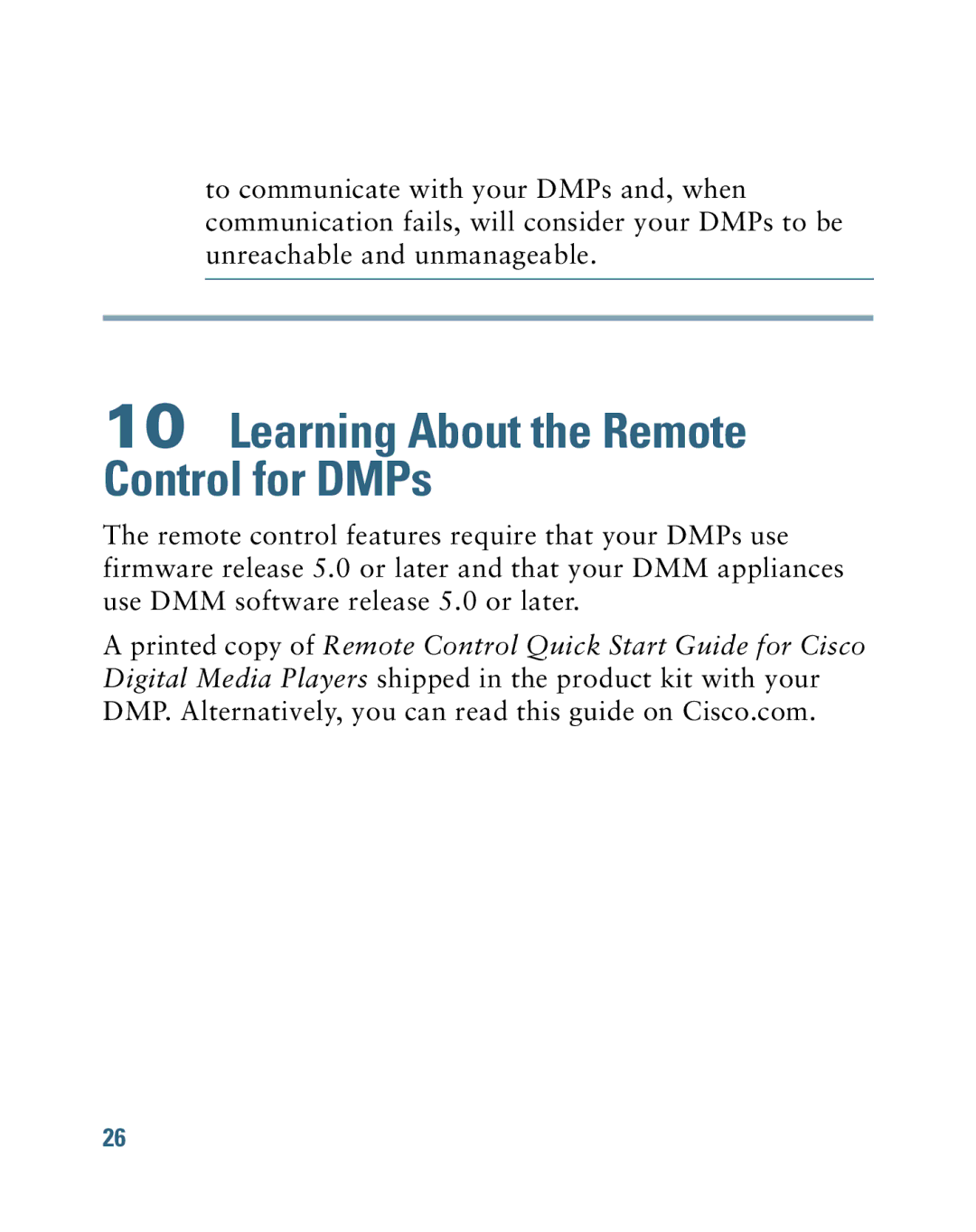 Cisco Systems 4400G quick start Learning About the Remote Control for DMPs 