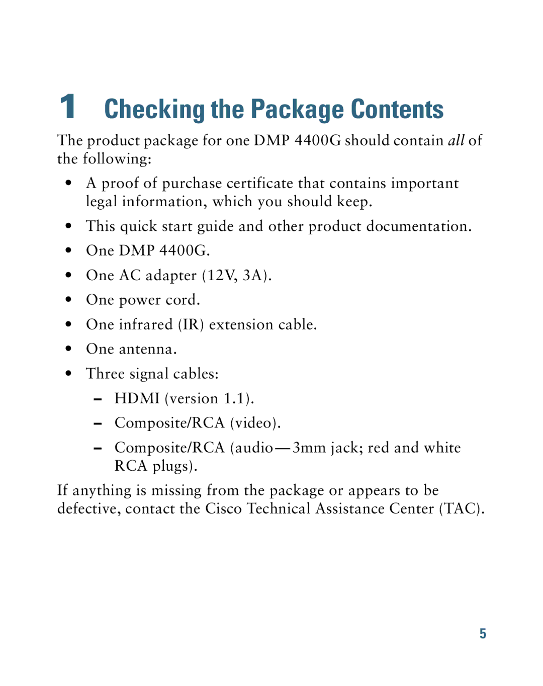 Cisco Systems 4400G quick start Checking the Package Contents 