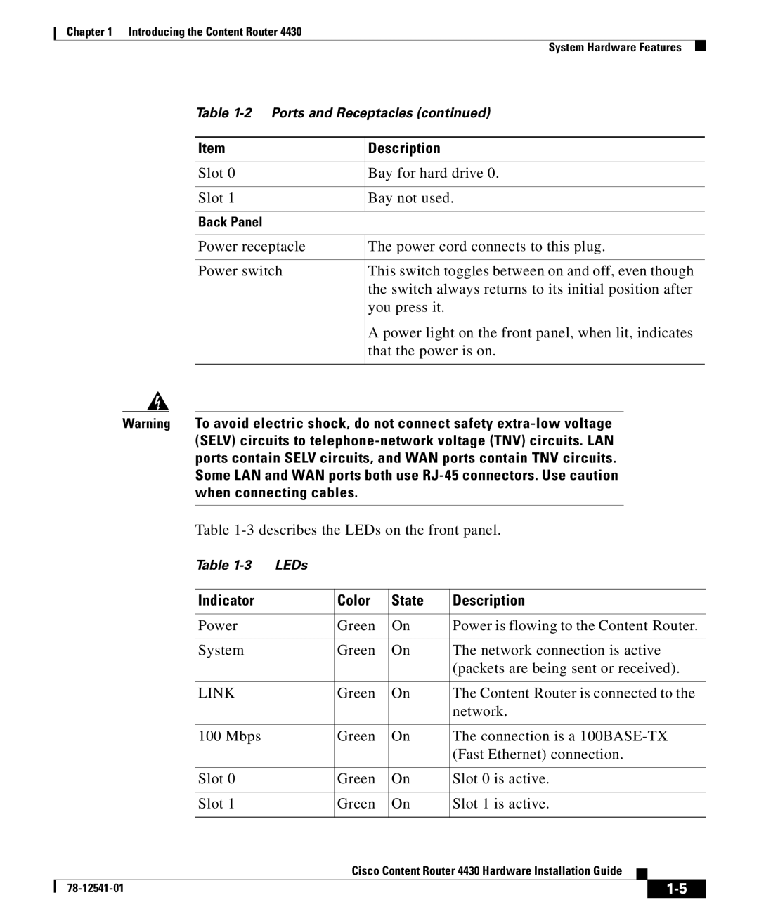 Cisco Systems 4430 specifications Indicator Color State Description, Link 