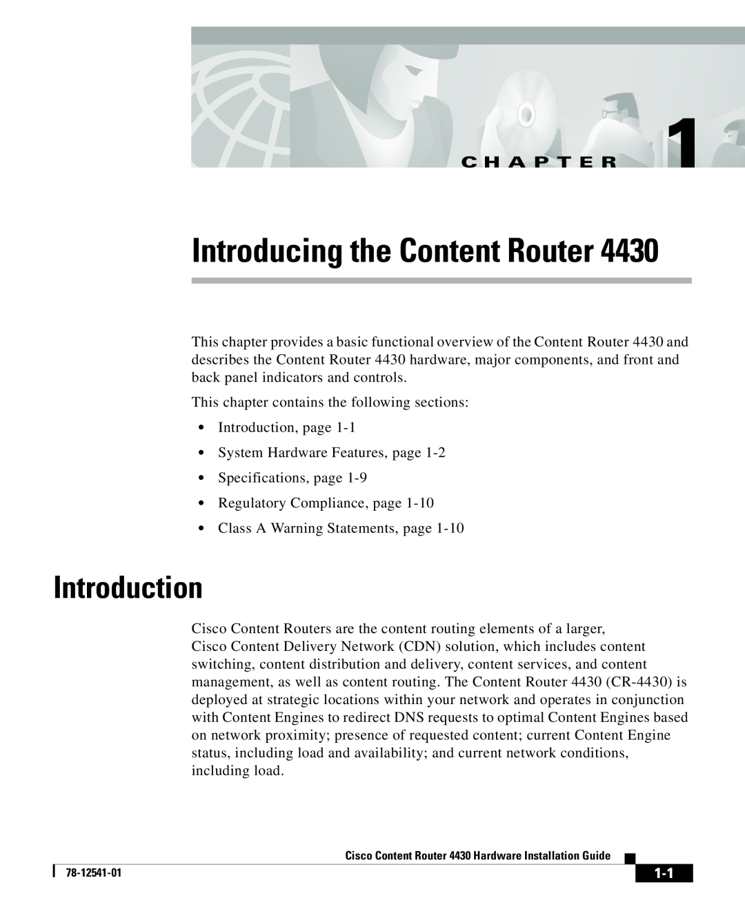 Cisco Systems 4430 specifications Introducing the Content Router, Introduction, C H A P T E R 