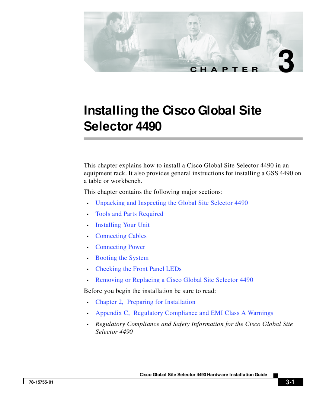 Cisco Systems 4490 appendix Installing the Cisco Global Site Selector, C H A P T E R 