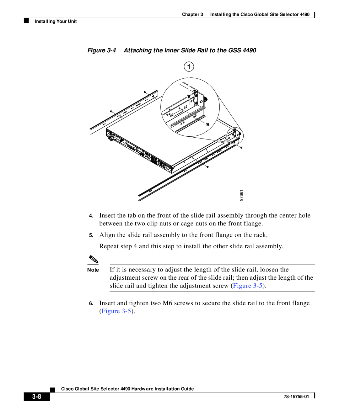 Cisco Systems 4490 appendix 4 Attaching the Inner Slide Rail to the GSS 