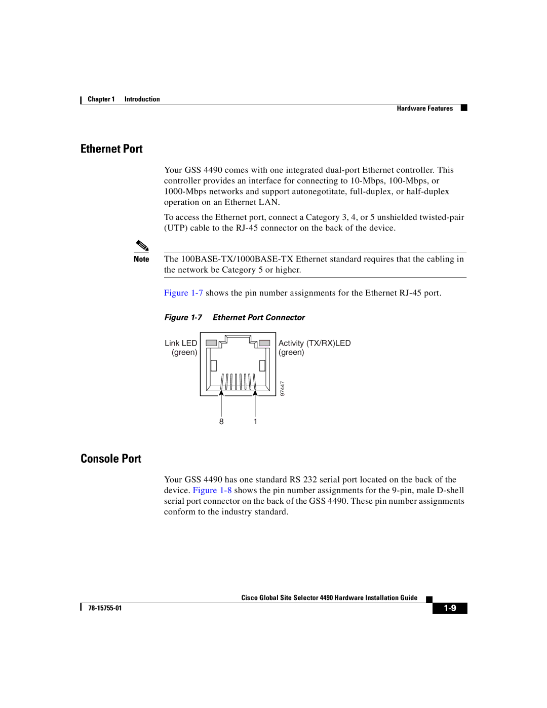 Cisco Systems 4490 manual Ethernet Port 