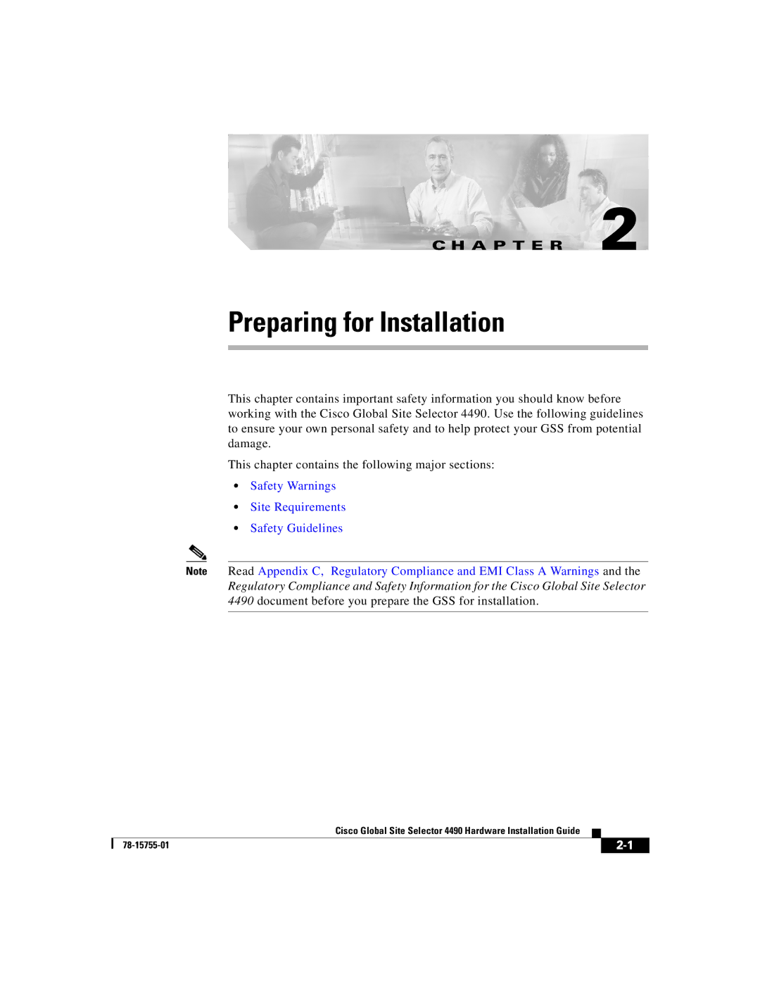 Cisco Systems 4490 manual Preparing for Installation, Safety Warnings Site Requirements Safety Guidelines 