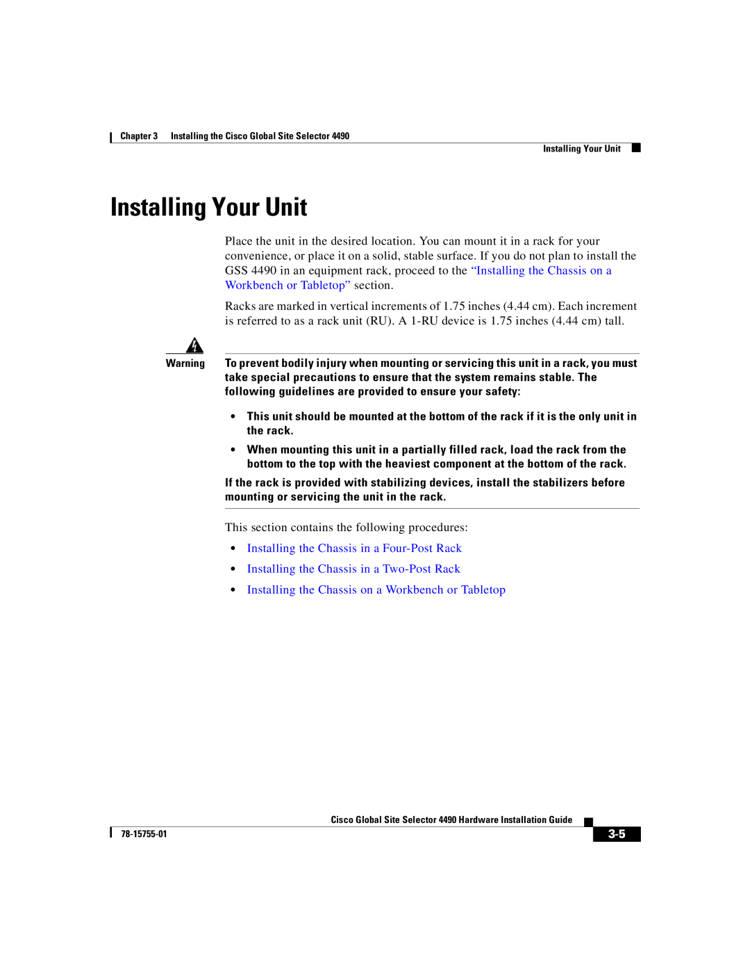 Cisco Systems 4490 manual Installing Your Unit 