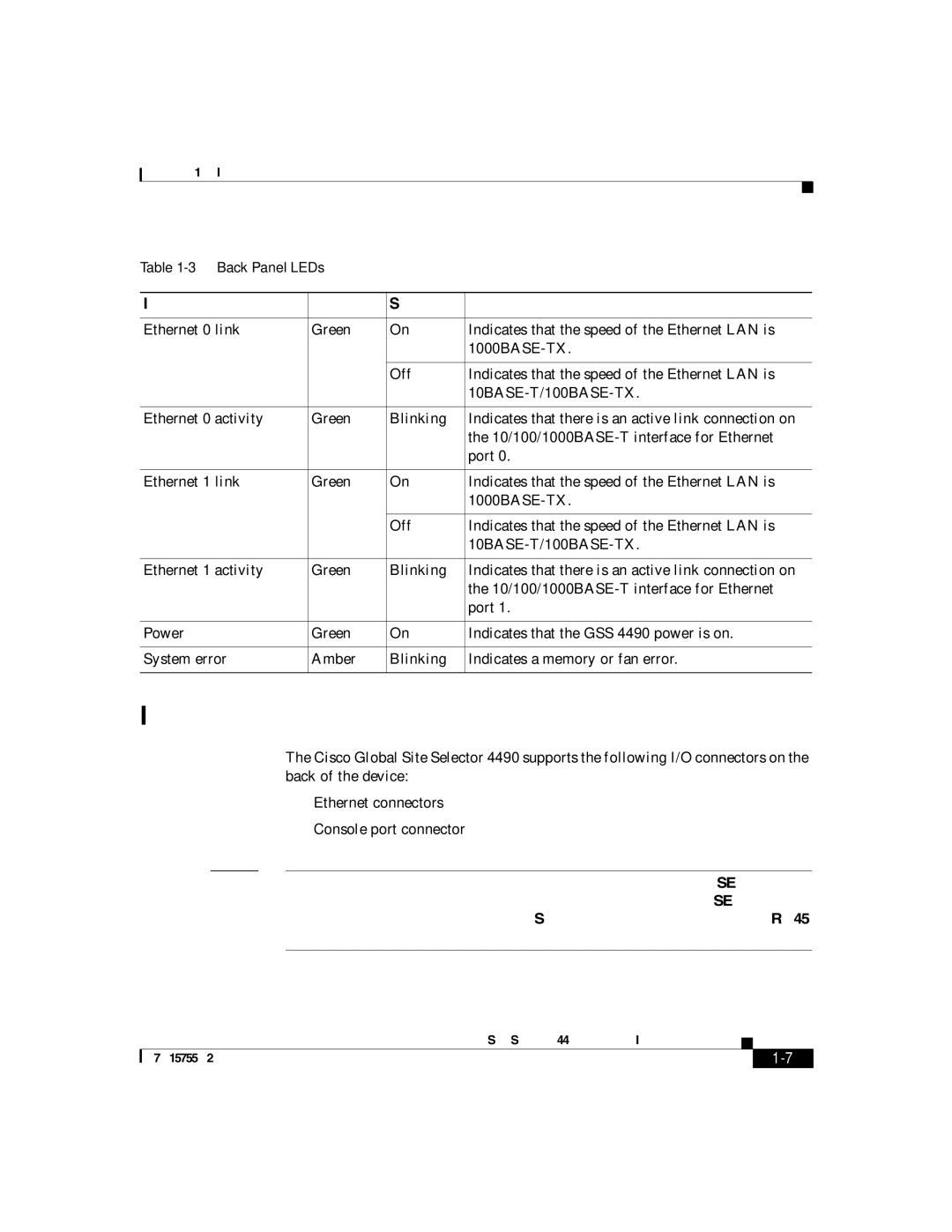 Cisco Systems 4490 manual Input/Output Ports and Connectors, Indicator Color State Description 