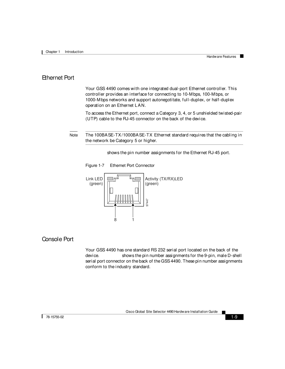 Cisco Systems 4490 manual Ethernet Port 