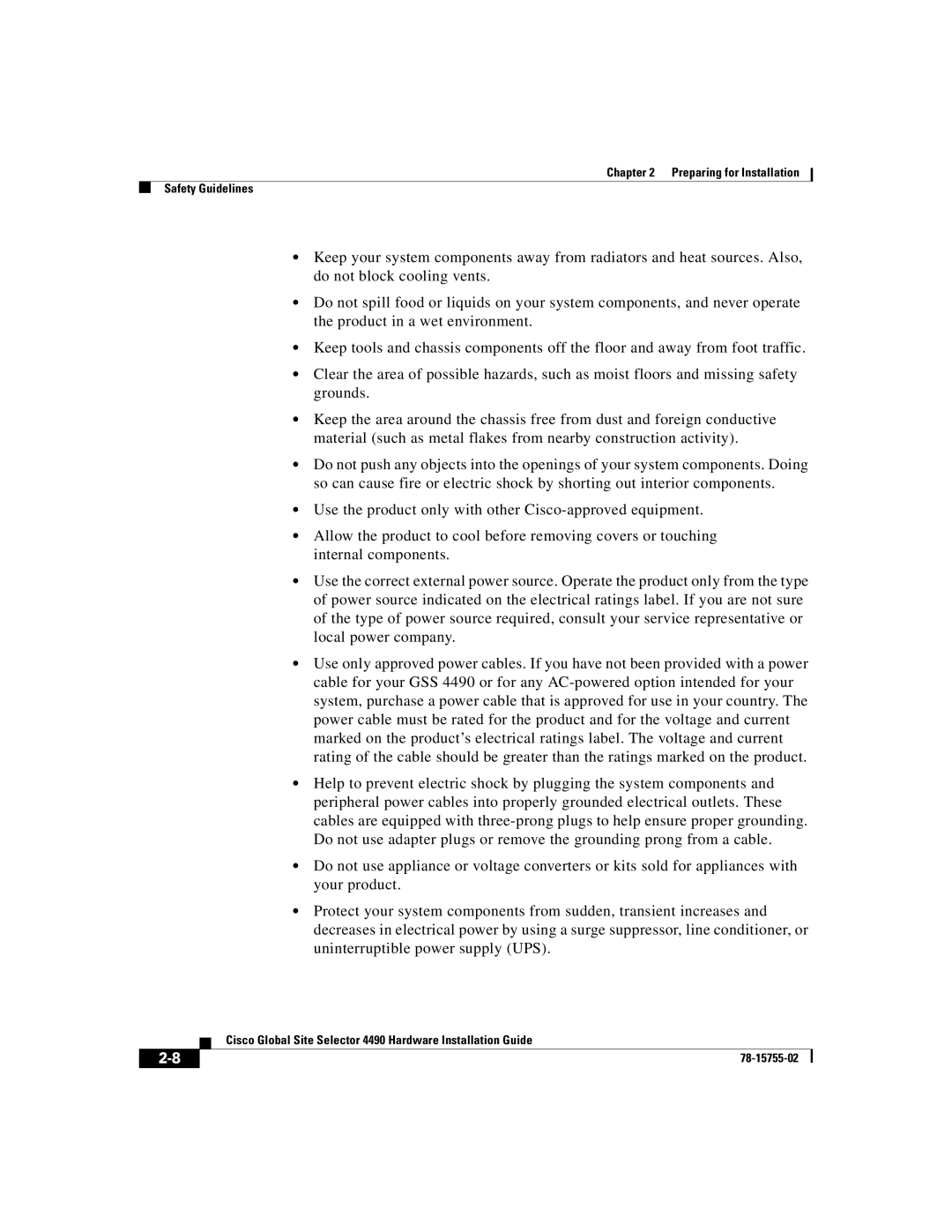 Cisco Systems 4490 manual Preparing for Installation Safety Guidelines 