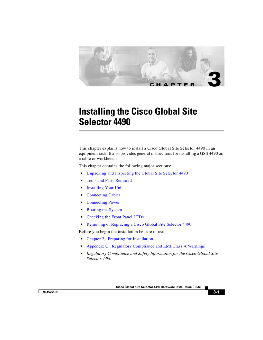 Cisco Systems 4490 manual Installing the Cisco Global Site Selector 