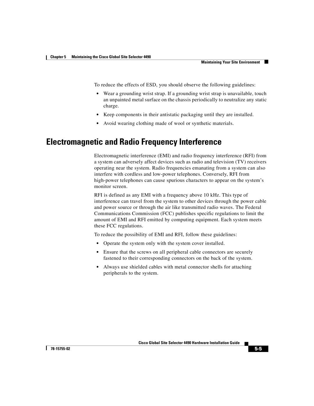 Cisco Systems 4490 manual Electromagnetic and Radio Frequency Interference 