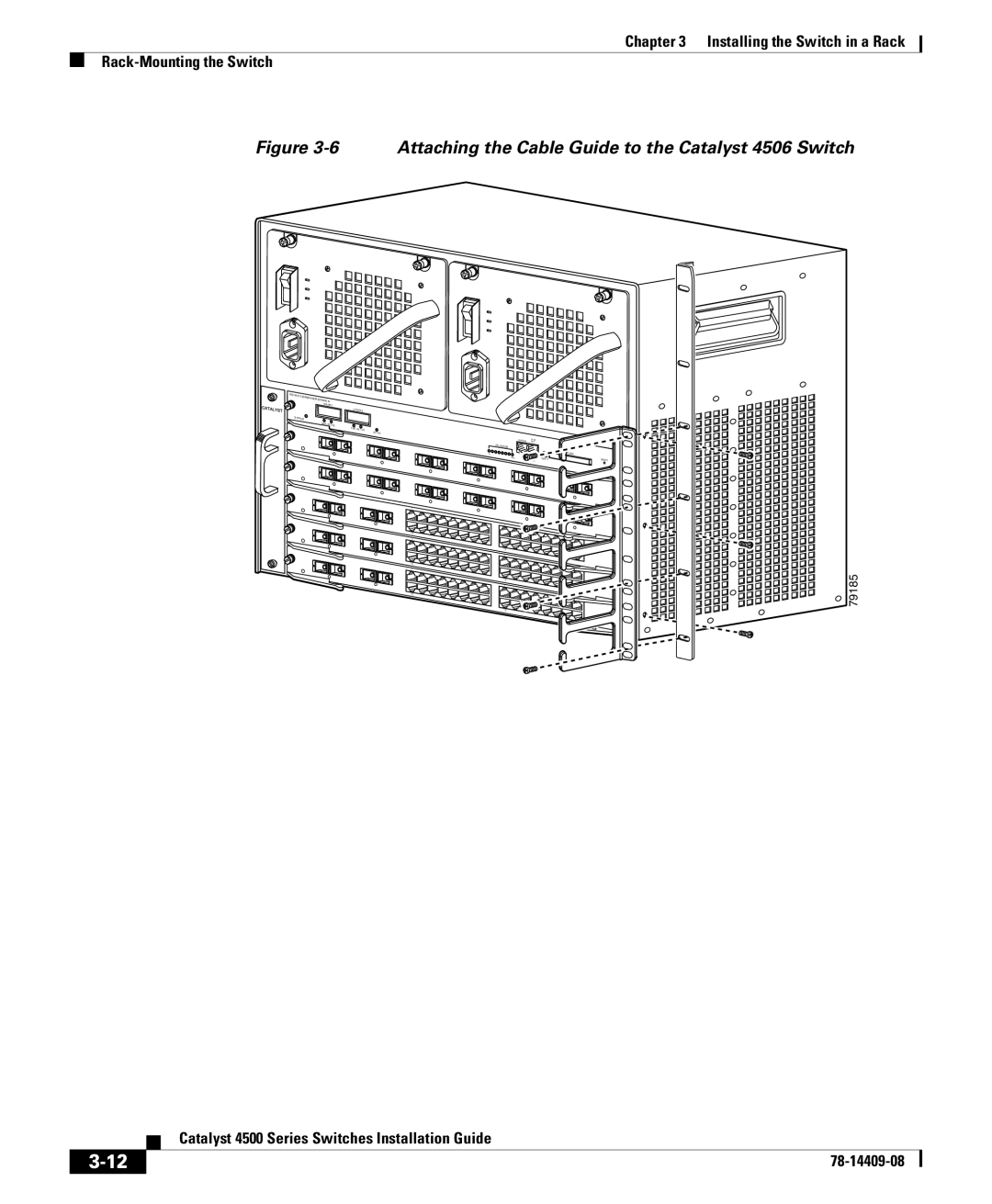 Cisco Systems 4500 manual Attaching the Cable Guide to the Catalyst 4506 Switch 