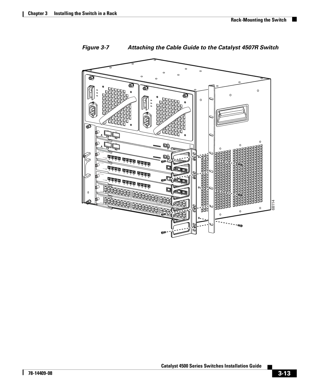 Cisco Systems 4500 manual Attaching the Cable Guide to the Catalyst 4507R Switch 