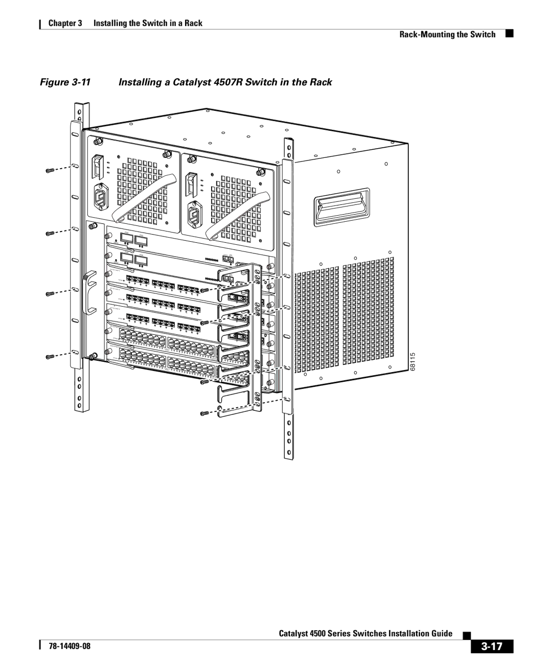 Cisco Systems 4500 manual Installing a Catalyst 4507R Switch in the Rack 