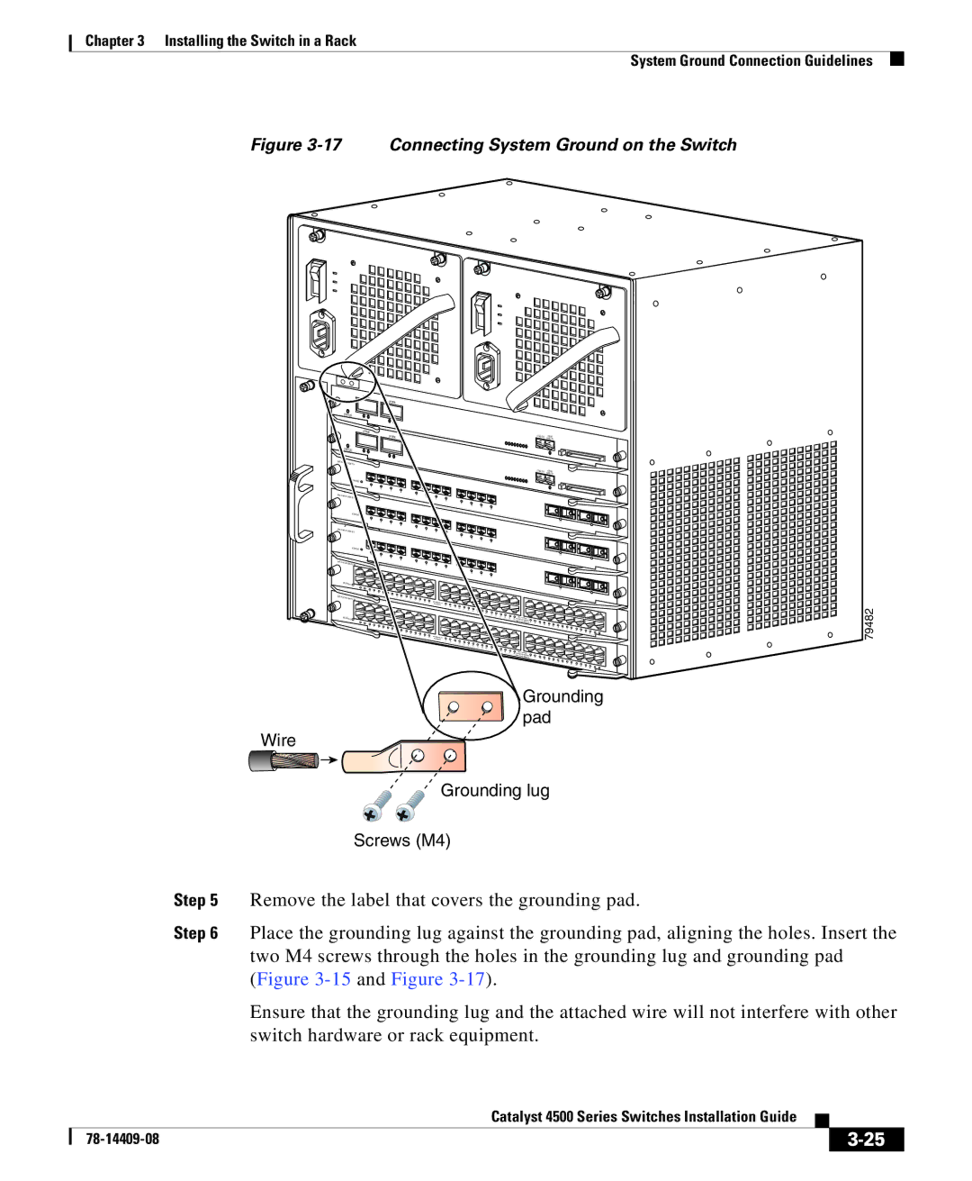 Cisco Systems 4500 manual Connecting System Ground on the Switch 