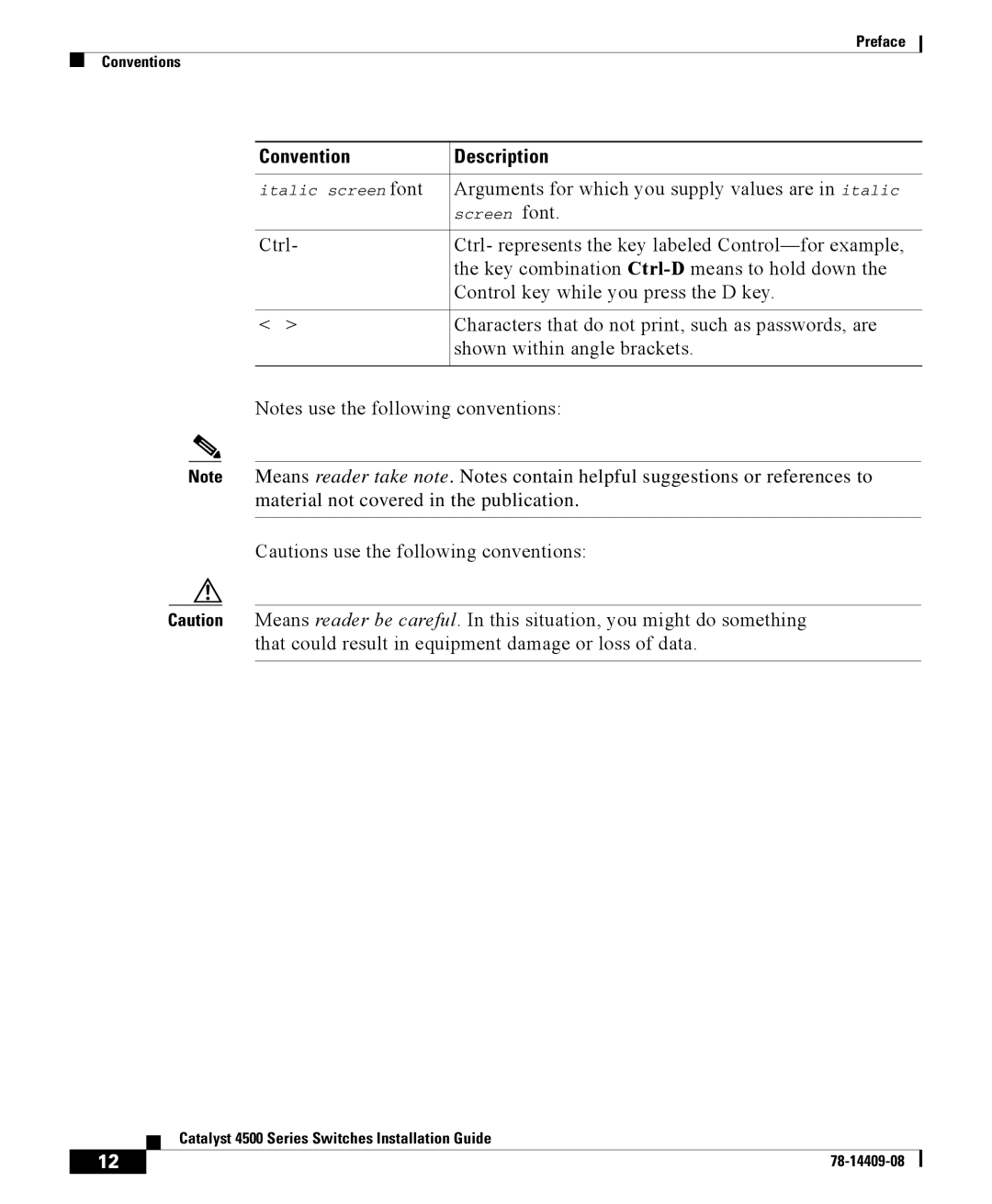 Cisco Systems 4500 manual Arguments for which you supply values are in italic 