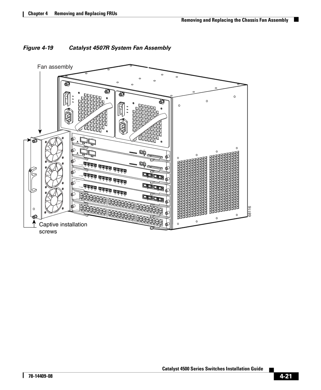 Cisco Systems 4500 manual Catalyst 4507R System Fan Assembly 