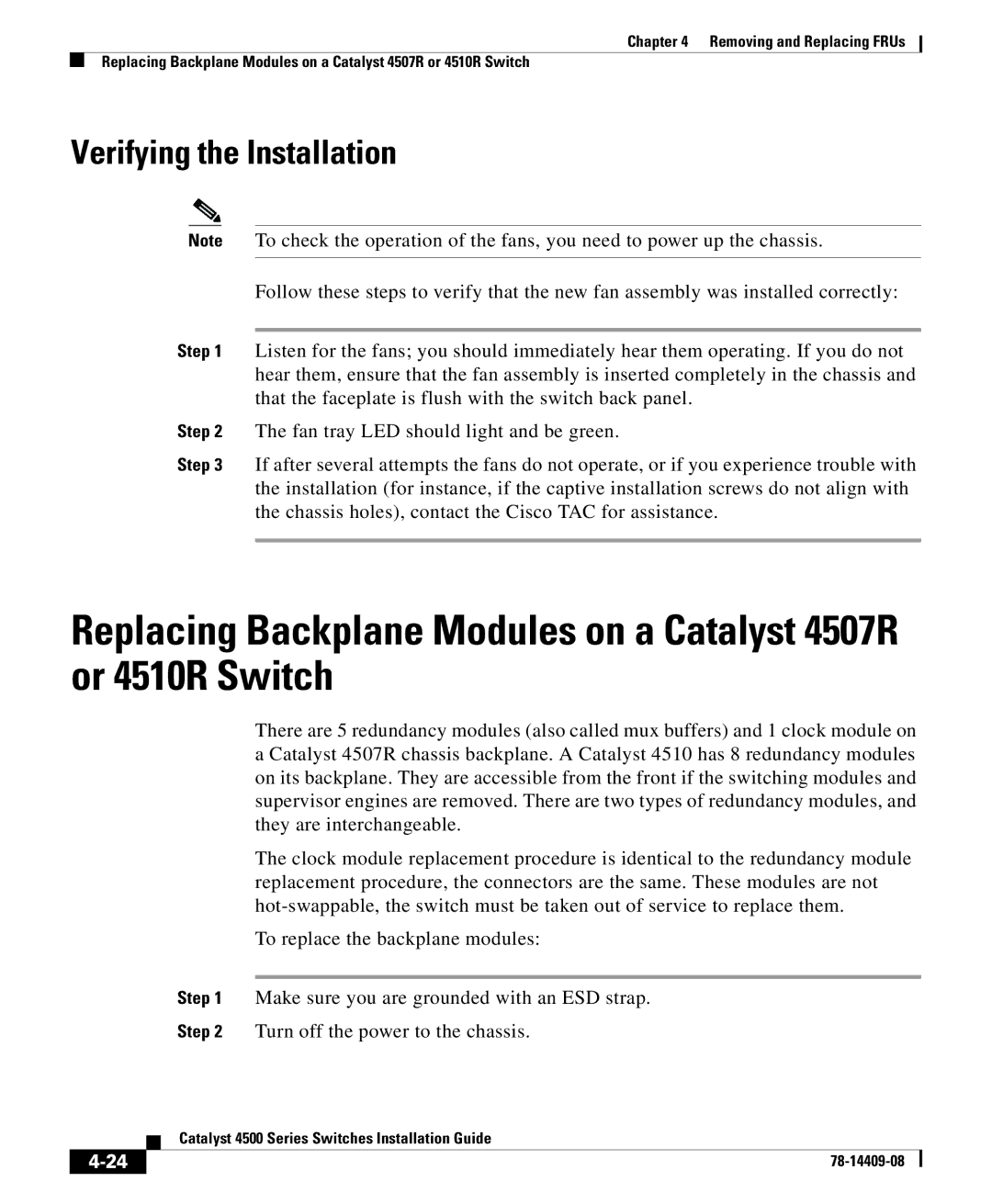 Cisco Systems 4500 manual Verifying the Installation 