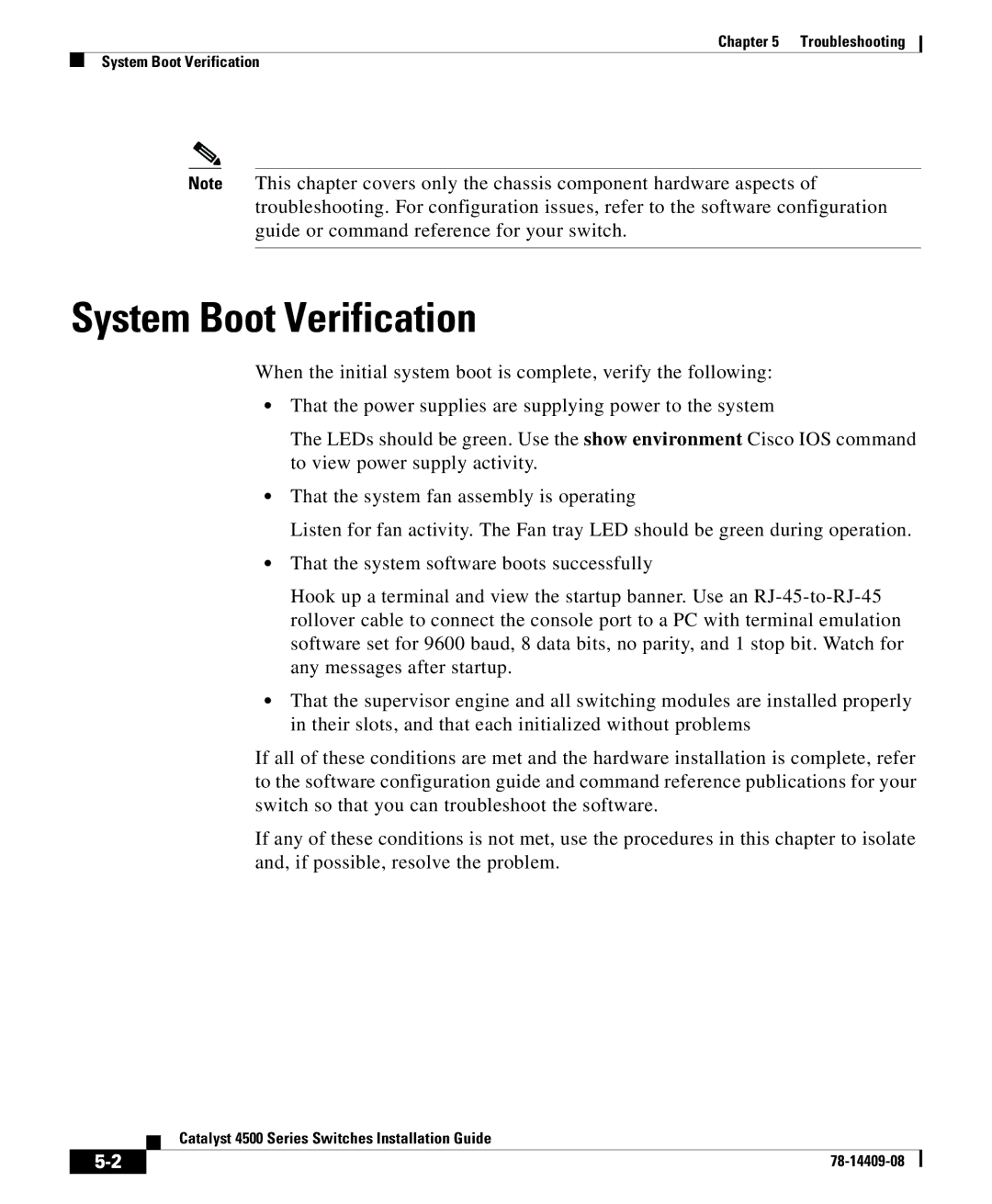 Cisco Systems 4500 manual System Boot Verification 