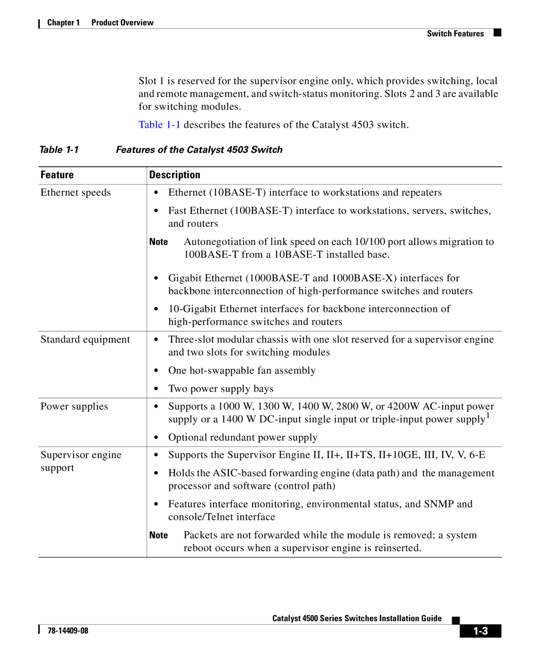 Cisco Systems 4500 manual Feature Description 