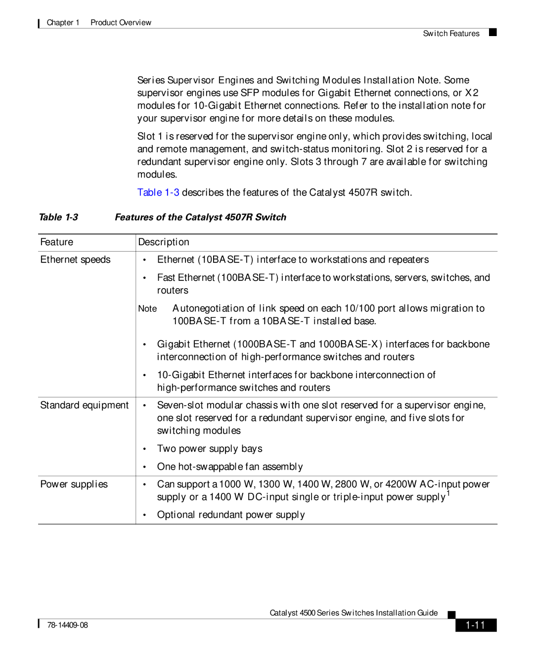 Cisco Systems 4500 manual Feature Description 