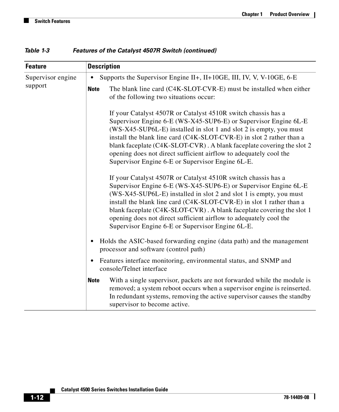 Cisco Systems 4500 manual Feature Description 