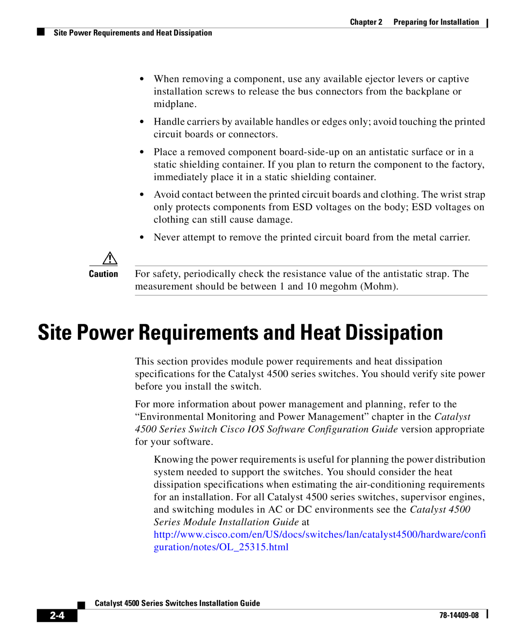 Cisco Systems 4500 manual Site Power Requirements and Heat Dissipation 