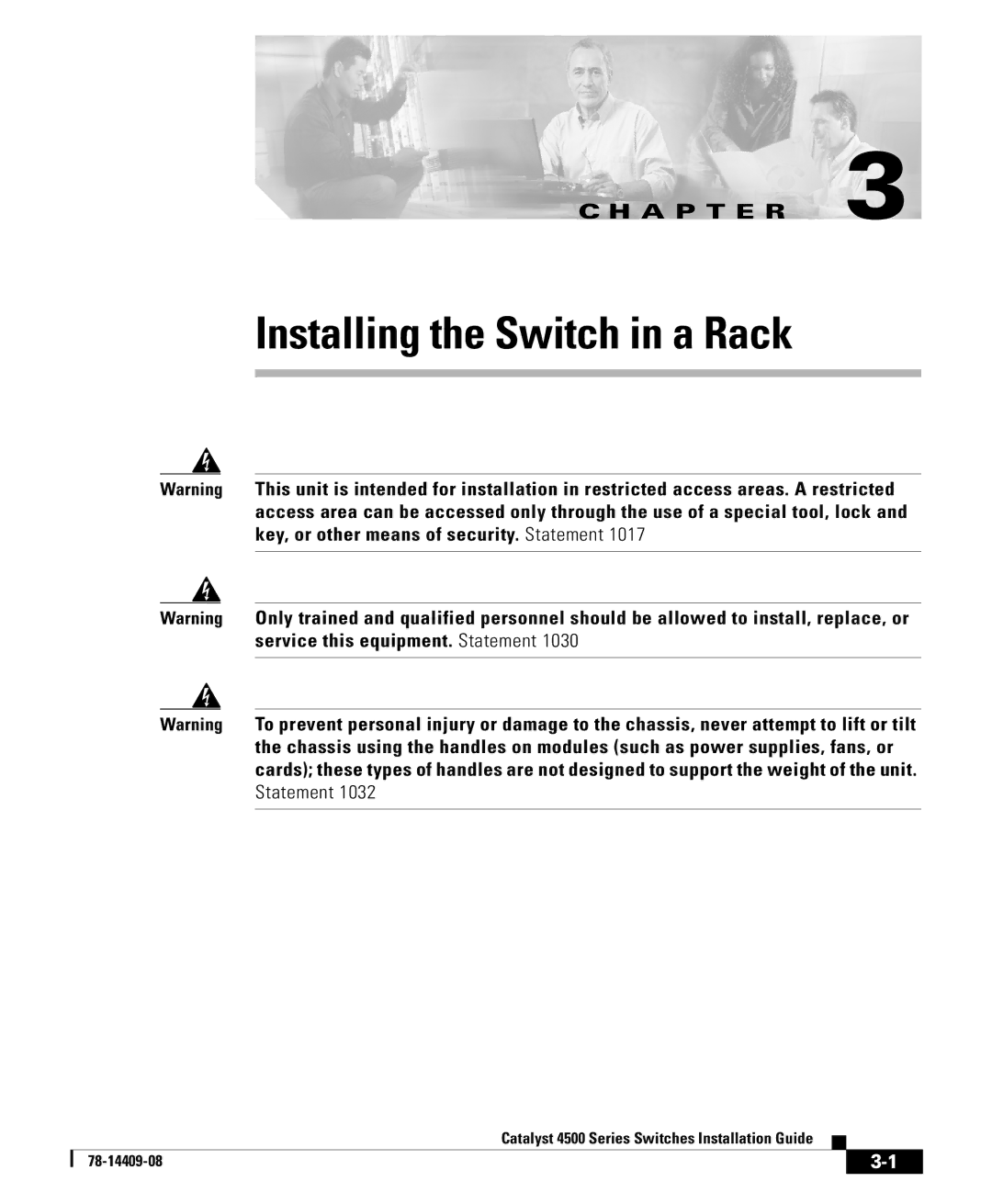 Cisco Systems 4500 manual Installing the Switch in a Rack 